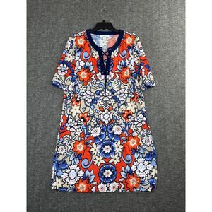 Liz Claiborne Dress Floral Aegean Escape Shift Bohemian Retro Flowers Size Large